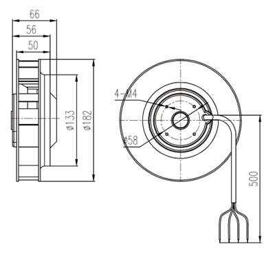 YWFB180后傾式離心風機技術(shù)圖紙